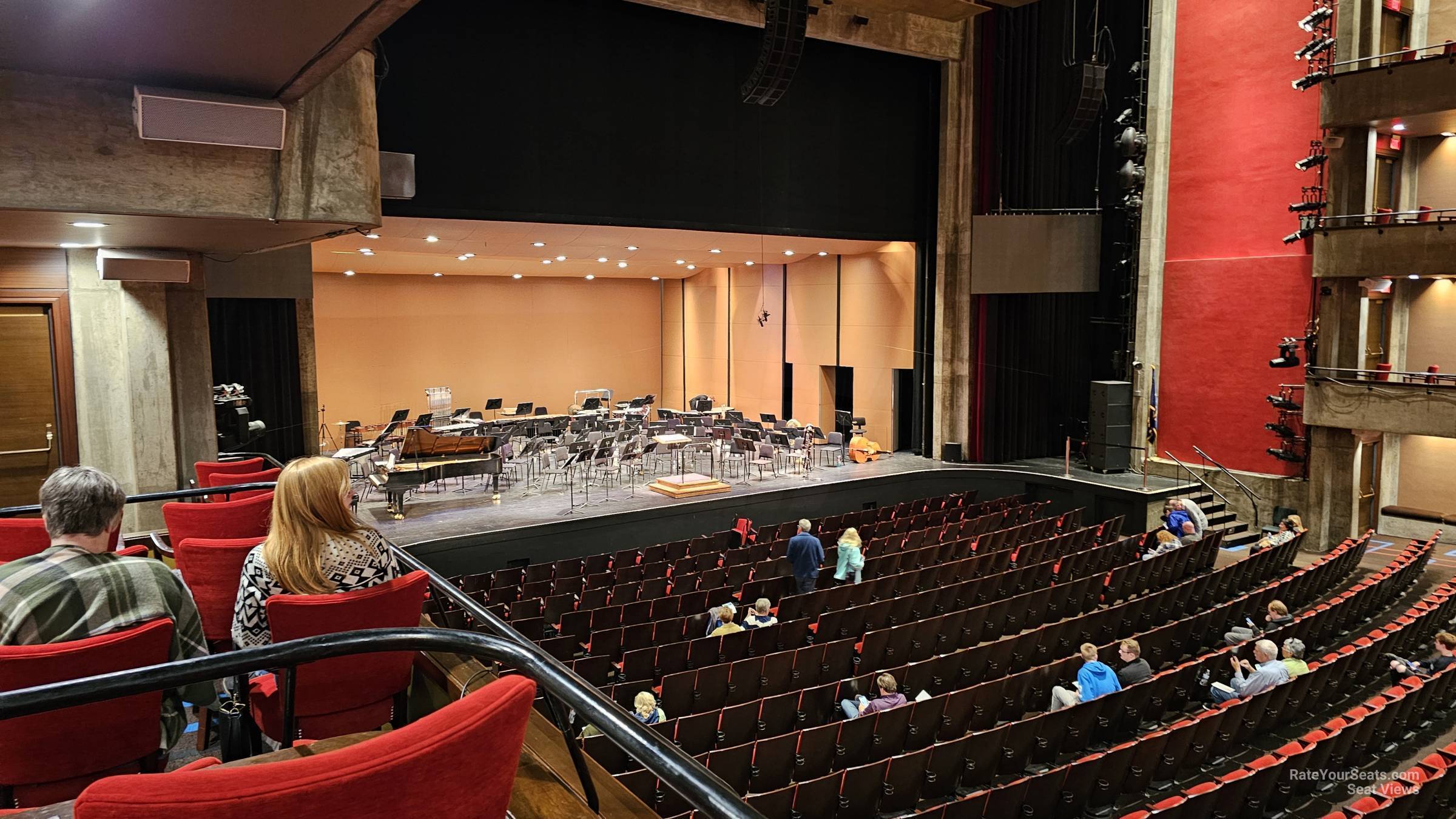 view from first level boxes row  b seat view - clowes memorial hall